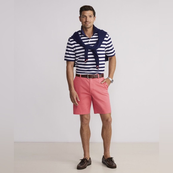 2 Pairs NWT Vineyard Vines 9” Stretch Breaker Short Size 33 - Pink & Stone Beige - Picture 2 of 10